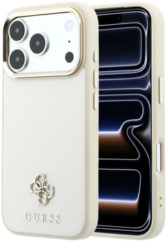 Панель Guess Saffiano Small 4G & Classic Logo MagSafe для Apple iPhone 18 Pro Max / Apple iPhone 17 Pro Max Beige (3666339652791)
