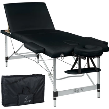 Стол-кушетка для массажа 3-секционная BodyFit XXL ширина 70 см, алюминиевая рама, регулируемая высота - Польша Черный