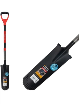 Лопата Strend Pro Premium RedShark, вузька, для дренажу, зі склопластиковою ручкою, довжина 1280 мм