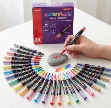Набір акрилових маркерів-пензлів Acrylic Brush Marker 72шт. для малювання та декорування (для каменю, дерева, скла, кераміки)