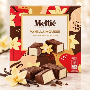 Цукерки Пташине молоко Meltie Chocolatier Vanilla Mousse Podniebne Mleczko Мелті ванільне суфле в шоколаді Коробка 380г