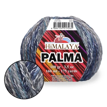 Пряжа Himalaya Palma, Джинсовый меланж №237-12 - секционная пряжа с шерстью мериноса 100 г / 160 м, для вязания свитеров, кардиганов