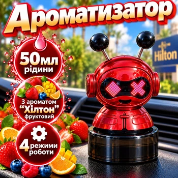 Автомобильный ароматизатор робот Красный пахучка для авто многоразовый освежитель воздуха в машину