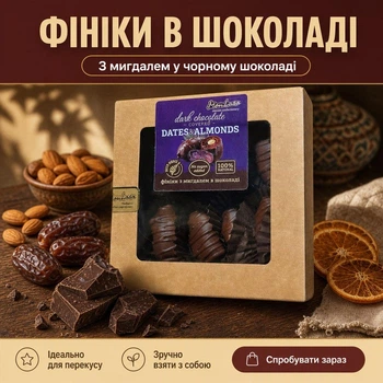 Фініки з мигдалем у чорному шоколаді MonLasa 100 г