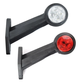 Габаритні вогні LED для вантажівок Рожки 12/24V / косий 15,5 см / Червоно-Білий 2 шт (Л-052)