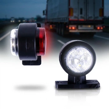 Габаритні вогні LED для вантажівок Рожки 12/24V / прямий міні 8,5 см / Червоний-Білий 2 шт (Л 050)