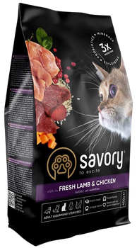 Сухий корм Savory Adult Cat Steril Fresh Lamb and Chicken для стерилізованих котів зі свіжим ягням і куркою 400 г (30105) (4820232630105)