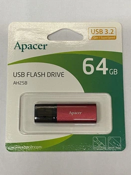 USB Флешнакопичувач 64 гб Червона USB 3.2 АН25B Apacer