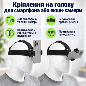 Крепление на голову для смартфона или экшн камеры GoPro, Xiaomi, Sony, DJI
