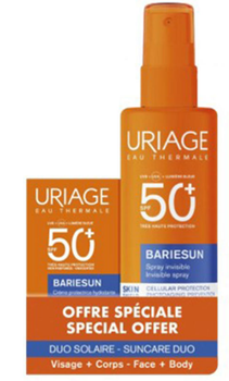 Zestaw kosmetyków przeciwsłonecznych Uriage Spray przeciwsłoneczny Bariesun Spf 50 200 ml + Krem przeciwsłoneczny SPF50+ 50 ml (3661434032301)