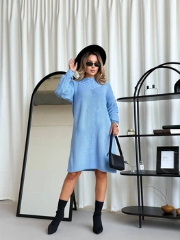 Сукня міді вільного крою RITA, колір Блакитний розмір One Size