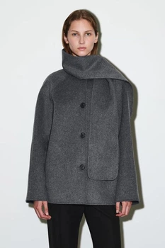 Пальто жіноче коротке COS double-faced wool scarf short jacket 1293753002 XXS Сірий