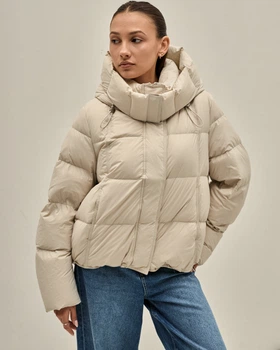 Куртка пуховик CLASNA 327978 молочний M