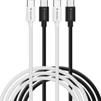 Zestaw kabli Verbatim USB Type-C - Type-C M/M 1 m x 2 szt White/Black (023942323914)
