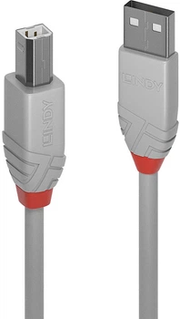 Kabel Lindy Anthra USB Type A - Type B M/M 5 m Grey (4002888366854)