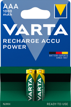Аккумулятор VARTA RECHARGEABLE AAA 1.2V NI-MH 1000mAh блистер 2 шт