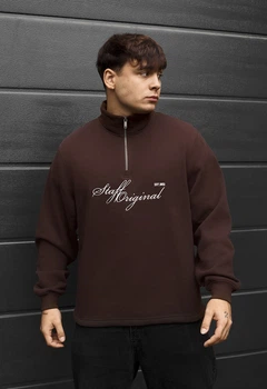 Мужская олимпийка стаф коричневый на флисе спортивная кофта Staff brown fleece XL (405593)