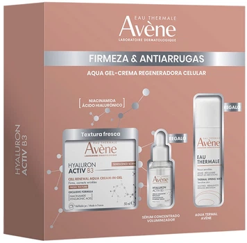 Zestaw do pielęgnacji twarzy Avene Hyaluron Activ B3 Krem-żel 50 ml + Woda termalna 50 ml + Serum 10 ml (3282779452366)
