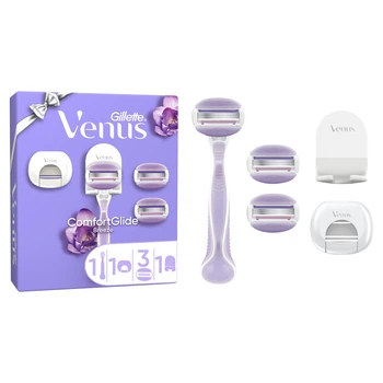 Подарунковий набір: Станок для гоління жіночий Gillette Venus ComfortGlide Breeze з 3 змінними картриджами, футляр, кріплення