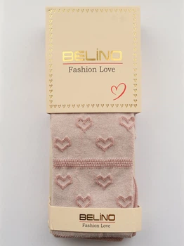 Детские хлопковые колготки Belino однотонные с сердечками Розовые 122-128 / 7-8 лет