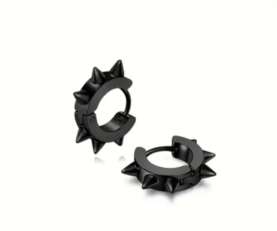 Сережки колечком з шипами Stainless Steel (медична сталь) Діаметр 1,3 см.