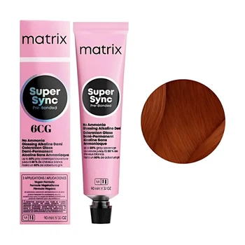 Тонер для волосся без аміаку MATRIX SUPER SYNC Pre-Bonded 6CG темний блондин мідно-золотистий 90 мл