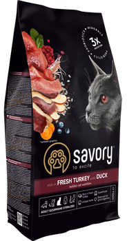 Корм сухий Savory Adult Cat Steril Fresh Turkey and Duck для стерилізованих котів з індичкою та качкою 400 г (31584) (4820232631584)