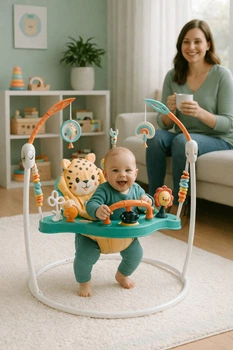 Дитячий ігровий центр Fisher-Price Jumperoo зелений з підсвіткою і звуком, регульована висота (3 положення)
