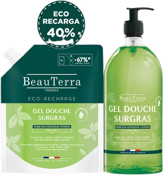 Набір BeauTerra Douche Surgras Parfum Verveine Citron Гель для душу 1000 мл + Змінний блок Гель для душу 1000 мл (3770008168244)