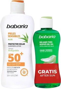 Набір сонцезахисних засобів Babaria Aloe Лосьйон SPF 50+ 200 мл + Бальзам після засмаги 100 мл (8410412607421)
