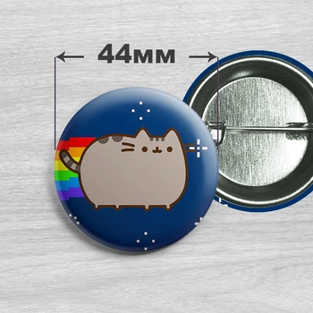 Значок кіт Пушин / Pusheen the cat. №28. 44мм