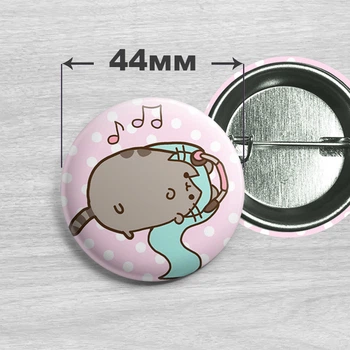Значок кот Пушин / Pusheen the cat. №38. 44мм