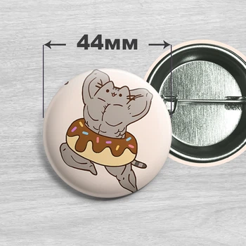 Значок кот Пушин / Pusheen the cat. №42. 44мм