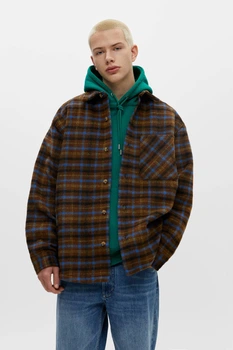 Куртка-сорочка Pull & Bear коричневий-синій в візерунки XHGLD010 M