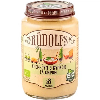 Детское пюре Rudolfs Крем-суп с курицей и творогом 190 г (4751017940976)