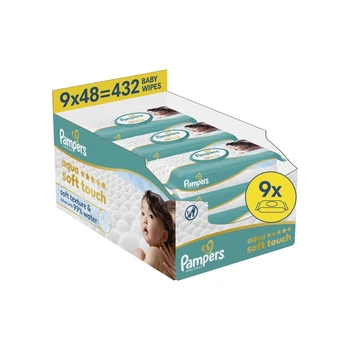 Детские влажные салфетки Pampers Aqua Soft Touch 9x48 шт (432 шт) (8006530140010)