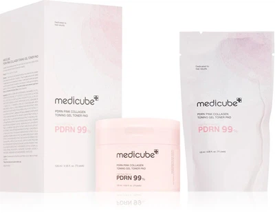 Тонизирующие педы с полинуклеотидами и коллагеном PDRN 70 шт Medicube PDRN Pink Collagen Toning Gel Toner Pad