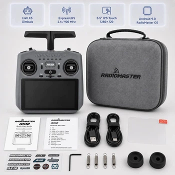 Джойстик RadioMaster AX12 ELRS Android, ExpressLRS 2,4/900 МГц, Hall X5, сенсорный экран 5,5”, 16 каналов