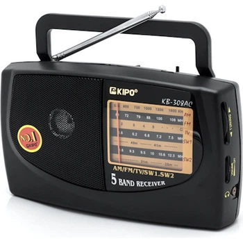 Радіоприймач Kipo KB-308 FM/AM/SW/TV на батарейках та від мережі