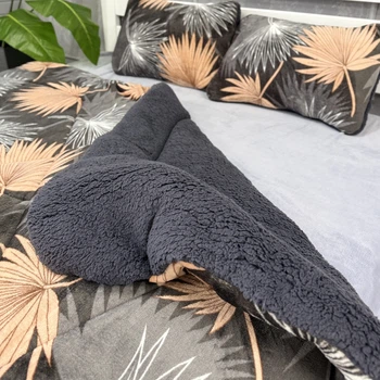 Одеяло холлофайбер Cappone из микрофибры Шепот Пальм 200х220 см + 2 подушки 40х60 см, серое