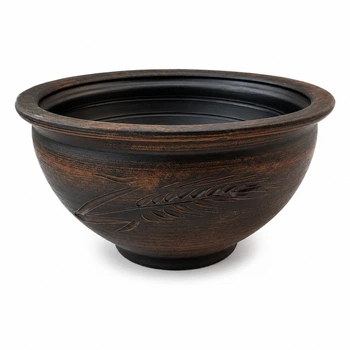 Керамічна гончарна макітра 3,5 л чорна Колос 24,5×11 см KR5071-4
