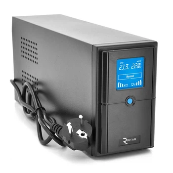 ДБЖ Ritar E-RTM1500 (900W) ELF-D, LCD, AVR, 3st, 3xSCHUKO socket, 2x12V9Ah, metal Case. Q2 (405*195*285)11,5 кг (340*120*190)