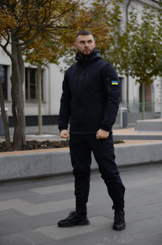 Чоловічий утеплений костюм Intruder Softshell "Reef" з шевроном синій комплект куртка та штани 3XL