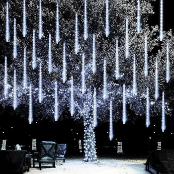 Гірлянда Метеоритний дощ 10 трубок 31,5 см LED холодне біле світло з EU вилкою