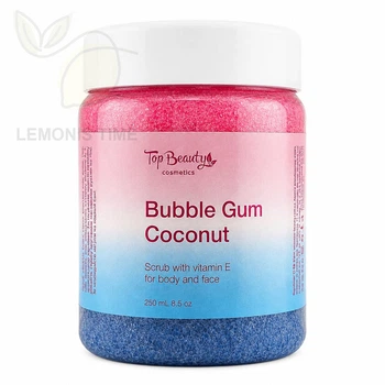 Сахарный скраб для тела и лица Жвачка Кокос Top Beauty Scrub for Body and Face Bubble Gum Coconut 250 мл