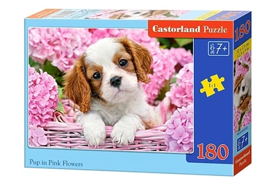 Пазли Castorland 180 "Цуценя в рожевих квітах" CASTORLAND puzzle (B-018185/А21)
