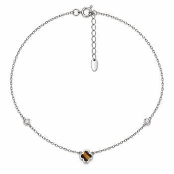 Серебряное колье Конюшина с тигровым глазом и фианитами (1121.5) 43