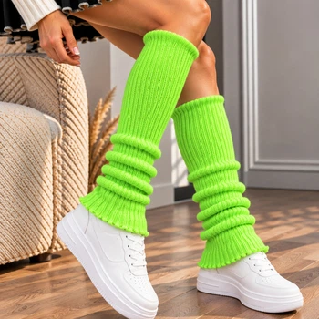 Гетри жіночі в рубчик теплі One size Салатні Podarkus BK354-GR