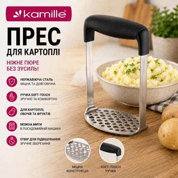 Прес для картоплі Kamille з нержавіючої сталі KM-8834
