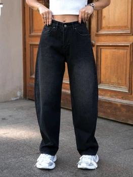 Женские джинсы широкие багги TMV Baggy Barrel Черные 38